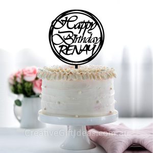 Personalised Name in Circle Birthday Cake Topper