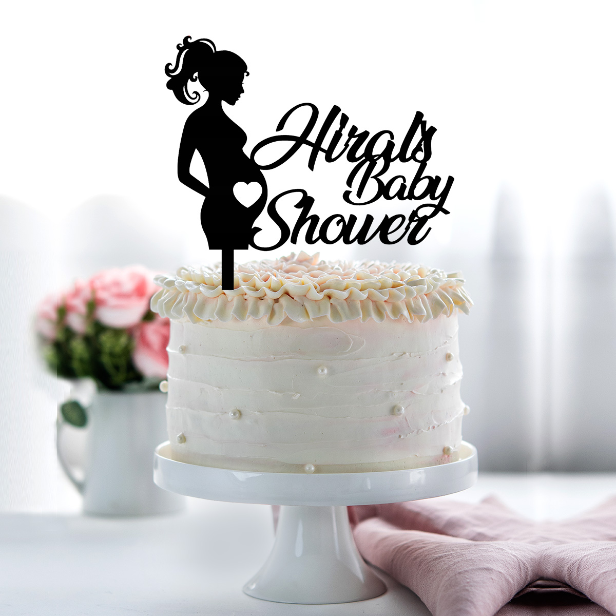 Personalised Mom with Belly Cake Topper