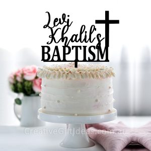 Baptism with Name Cake Topper