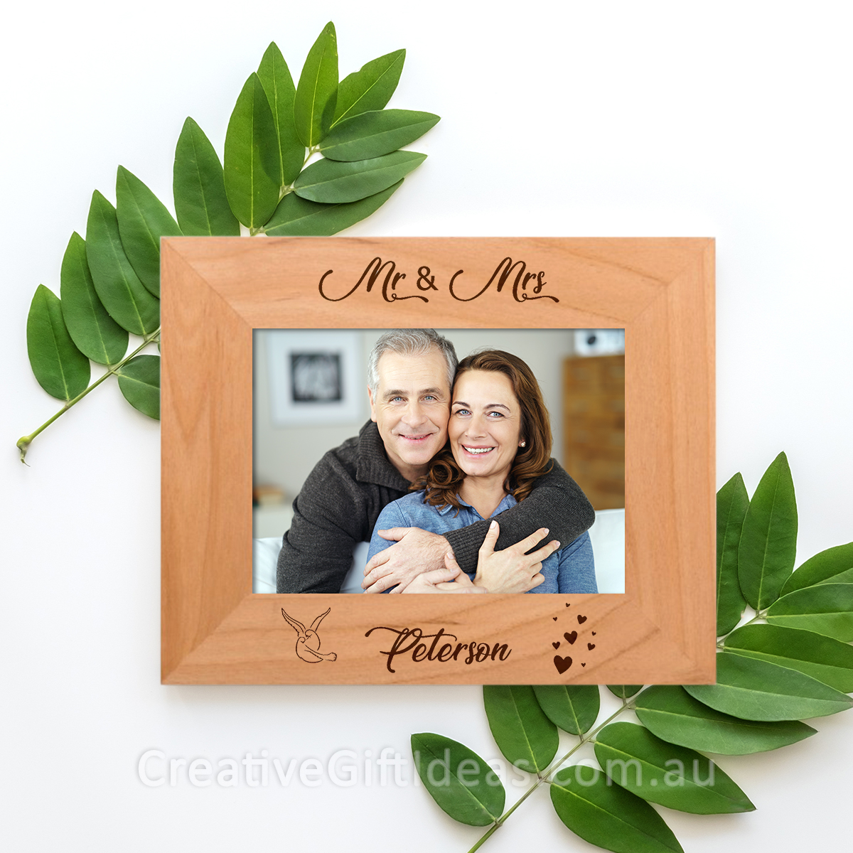 Personalised Mr & Mrs Wooden Photo Frame