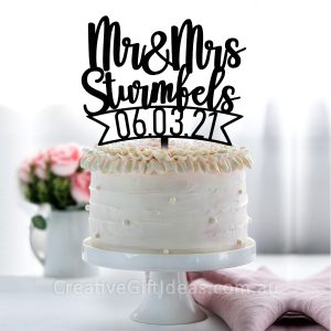 Personalised Mr & Mrs with date Cake Topper